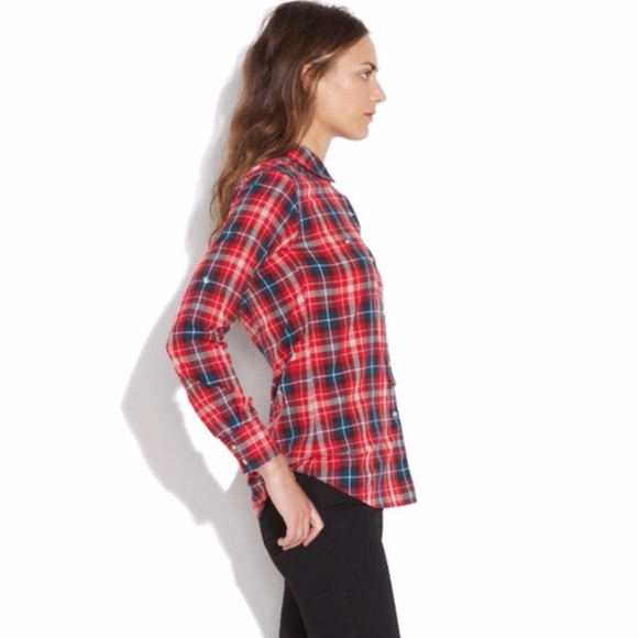 Madewell Red Plaid Hollyberry Button Down Shirt - Picture 3 of 6